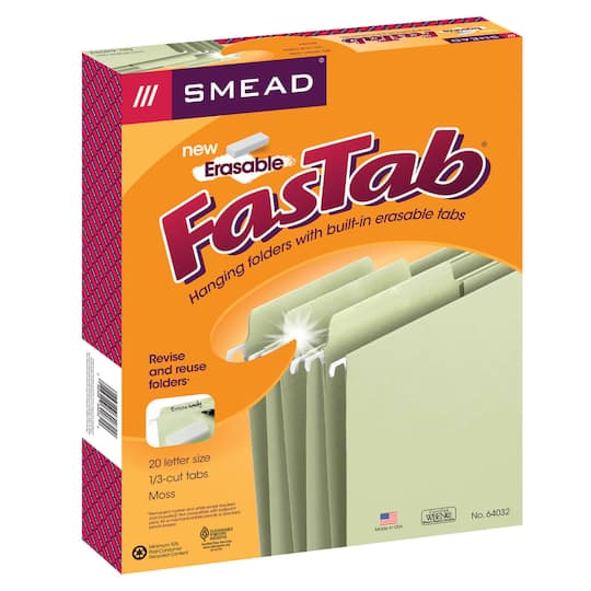 Smead&#xAE; Erasable FasTab&#xAE; Hanging File Folders, 20ct.